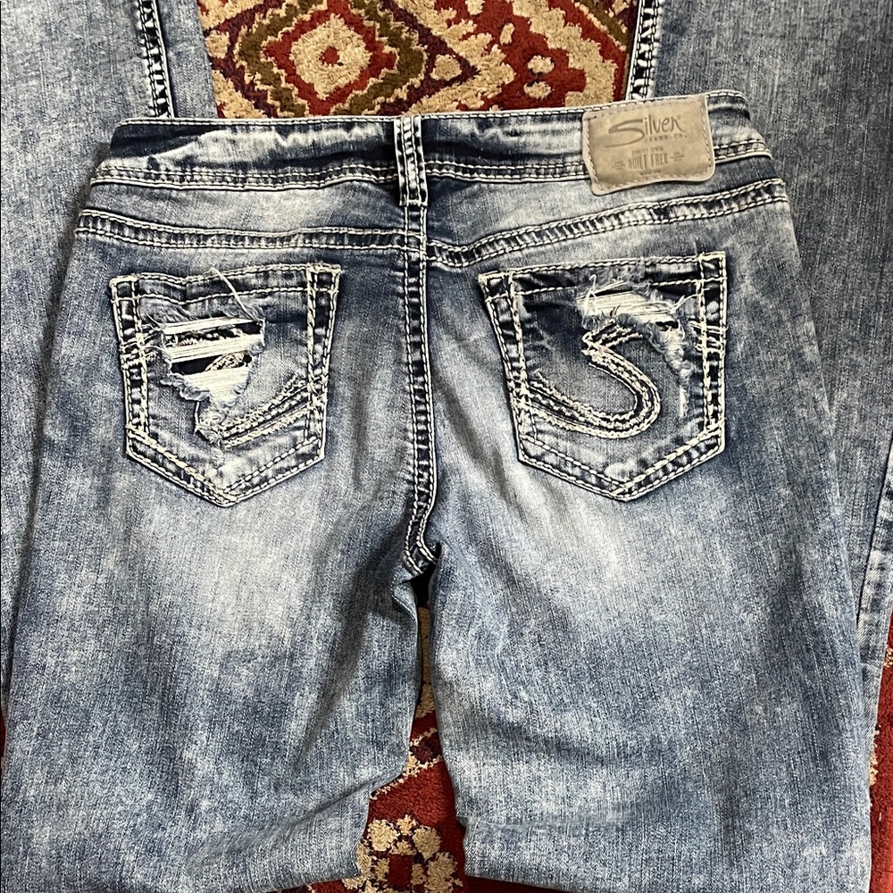 Silver Jeans Women's Distressed Light Blue Boot Cut